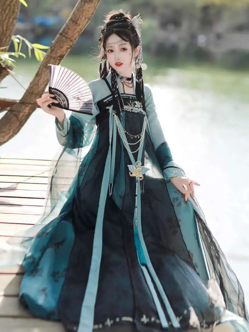 Фото Новый карнавал, Хэллоуин, косплей Hanfu, женская мода, восстанавливающая ветру юбка длиной до груди, повседневная фея, лето №2