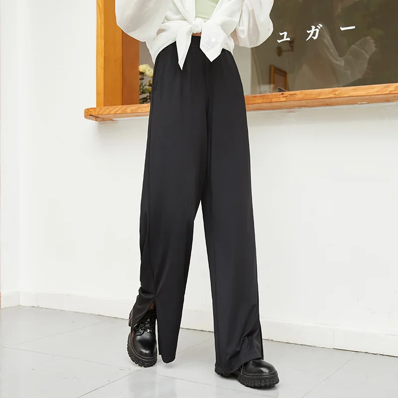 

Semir Casual Pants Women Split Mopping Pants Show Legs Long Cool Feeling Sunscreen 2022 Summer New Basic Wide-Leg Pants
