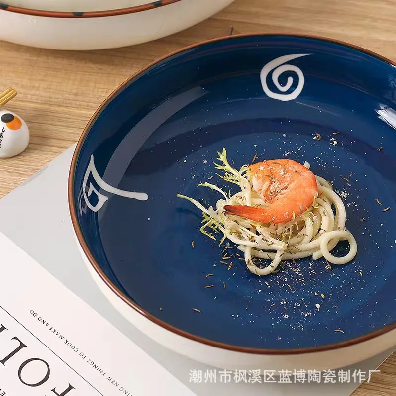 Керамическая тарелка с ручной росписью для фруктового салата в глубокой воде