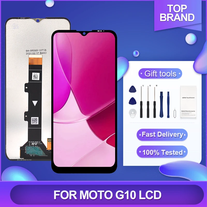 Сенсорный ЖК-дисплей 6,5 дюйма для Motorola Moto G10, дигитайзер в сборе для Motorolal G10, замена дисплея с рамкой