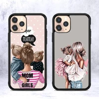 toplbpcs black brown hair baby mom girl son phone case silicone pctpu case for iphone 11 12 13 pro max 8 7 6 plus x se xr hard