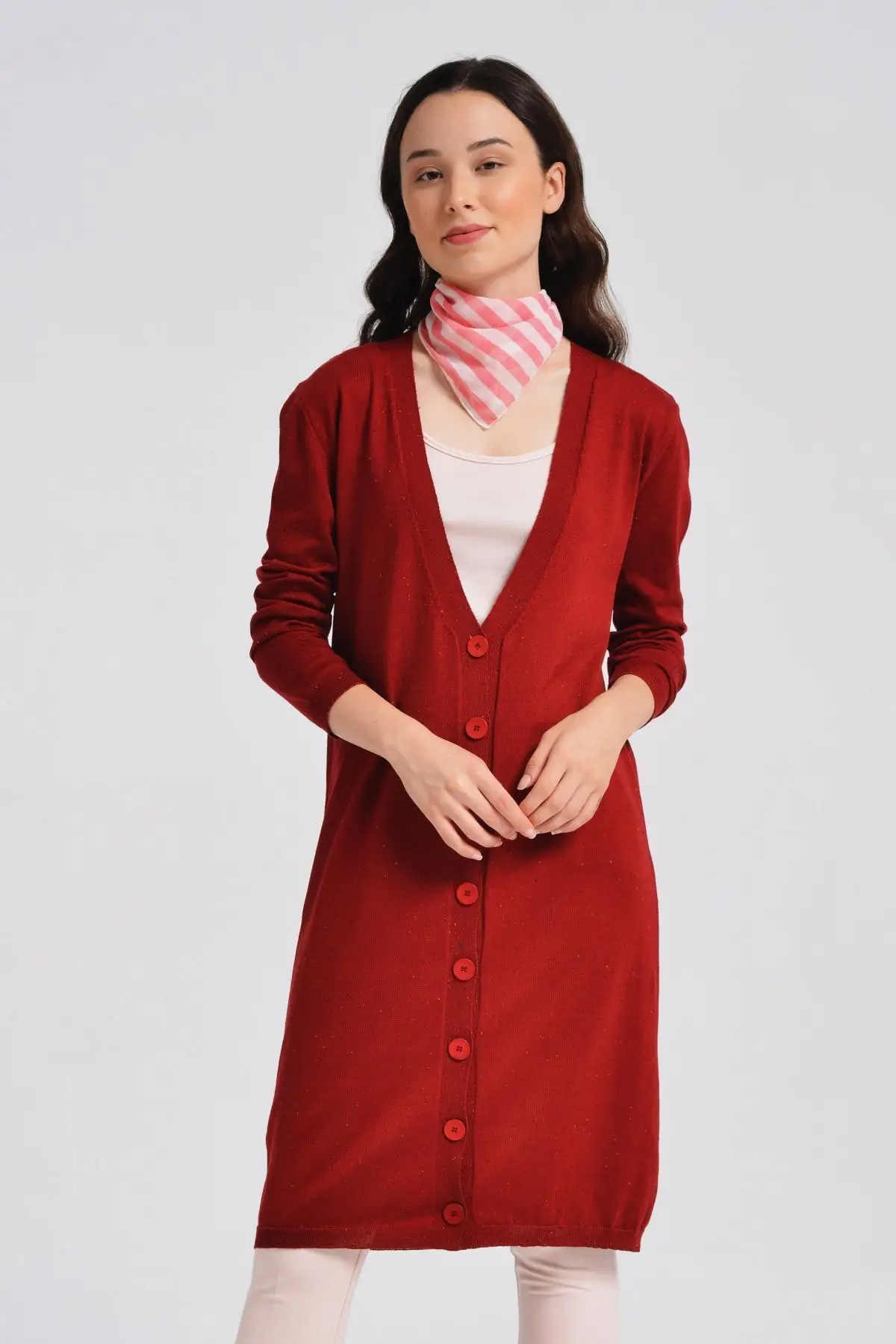 

Women's Cardigan Long Buttoned - Claret Red Casual Knitted Quality Fashion Cardigan Sweaters Loose Sweater Jumper