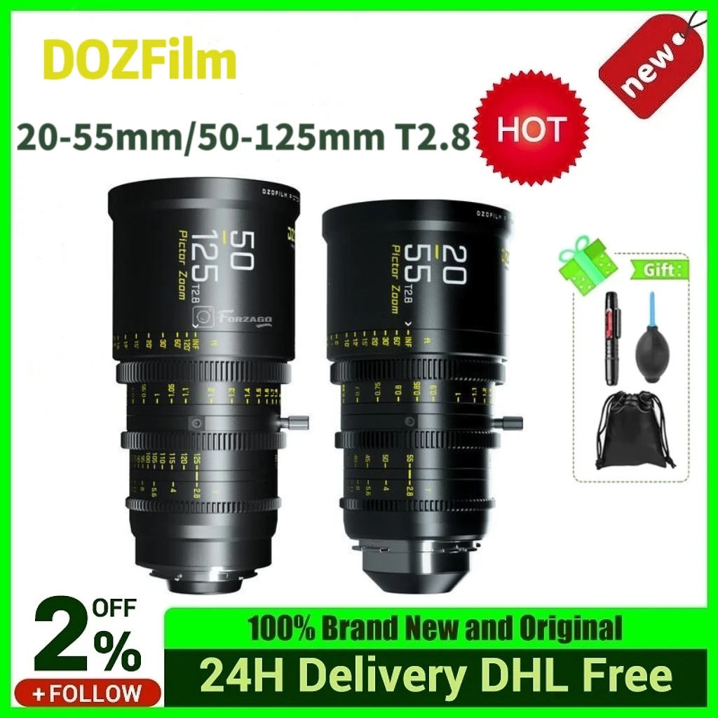 

DZOFilm Pictor 20-55 мм и 50-125 мм T2.8 Super 35 Zoom Lens Bundle PL и EF Mount White