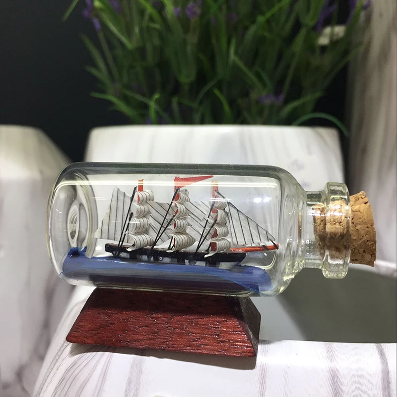 

Beach Shell Sand Sailing Boat In Bottles Miniatures Fairy Garden Glass Decoration Figurines Drift DIY Desktop Home Accessories