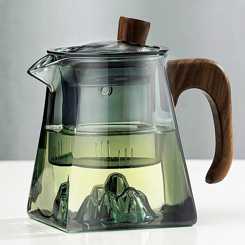 

Glass Teapot With Wood Handle Heated Resistant Kung Fu Tea Puer Tea Scented Tea Glass Kettle Transparent Glass Tea Pot Teaware