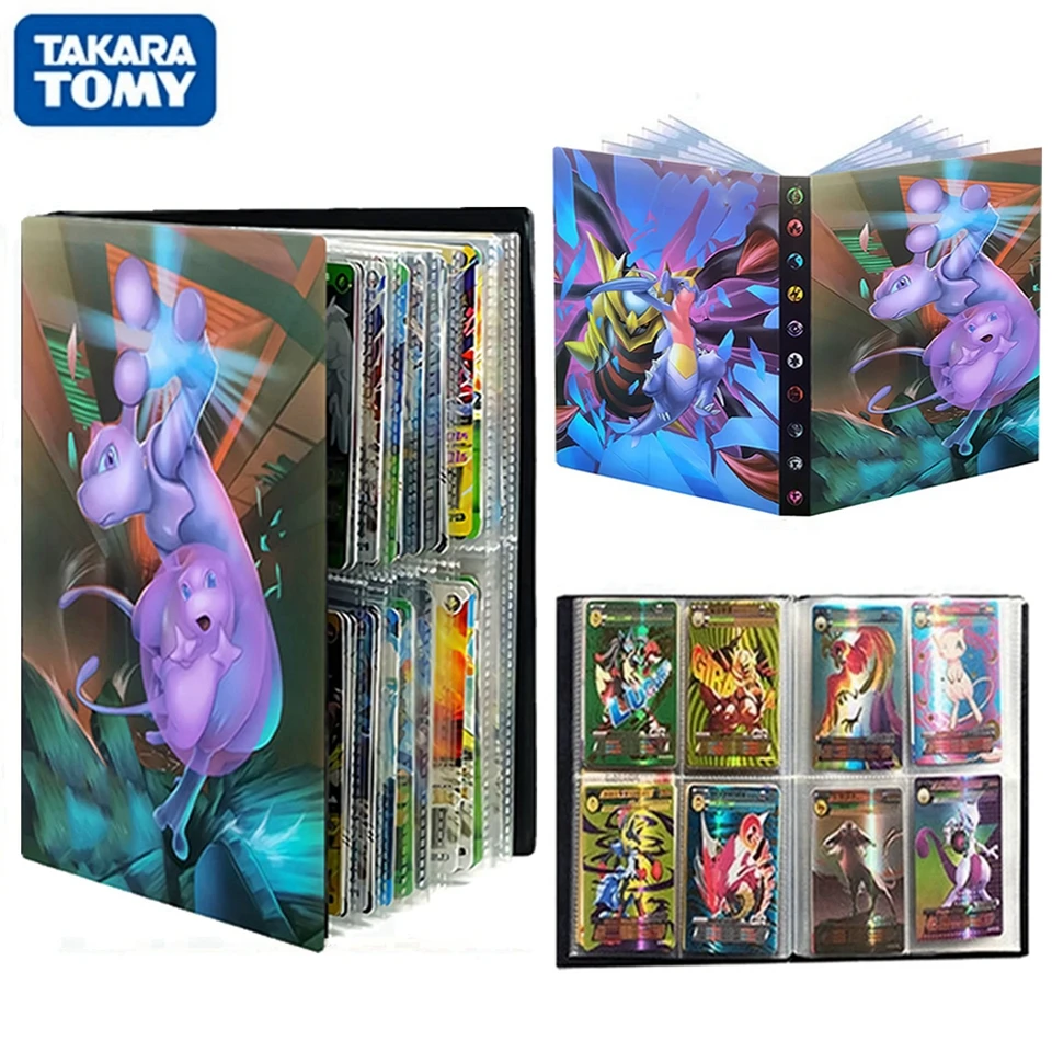

TAKARA TOMY 240Pcs Pokemon Cards Album Book Cartoon Anime Kawaii Mew Pikachu Binder Game Card GX VMAX Collection Folder Toys Kid