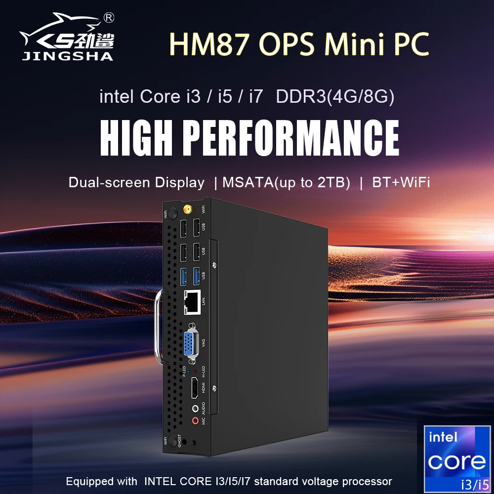 JINGSHA OPS MiniPC DDR3 Intel Core i7 i5 i3 128G/256G/512G Windows 10 Игровой компьютер 4K 60 Гц HDMI VGA Win10 Linux Мини-ПК