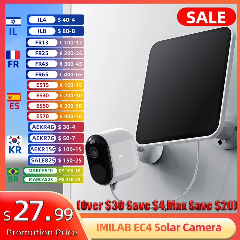 IMILAB EC4 Solar Camera Outdoor Spotlight Battery Video Surveillance System Kit 4MP HD IP Wireless WiFi Smart Home Security CCTV