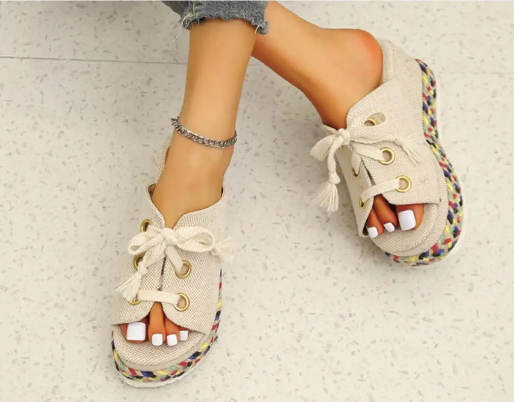 Platform Women Slippers Wedges Shoes Pumps 2022 New Summer High Heels Sandals Beach Slides Casual Flip-flops Women Shoes