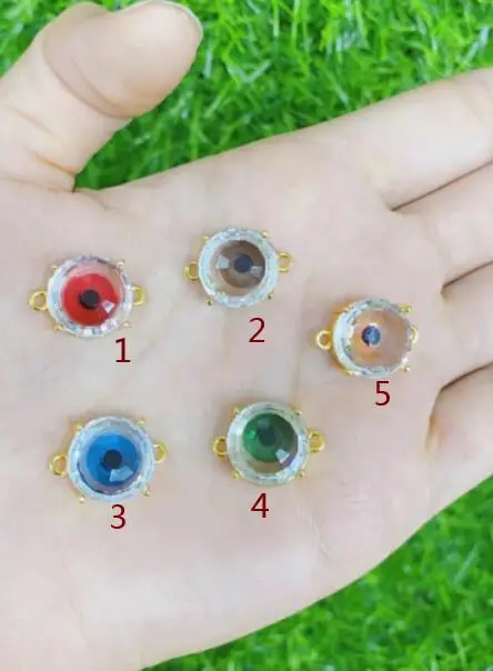 

2 шт., круглые стеклянные подвески для браслета, позолоченные медные CZ Аксессуары для подключения кабеля daf3