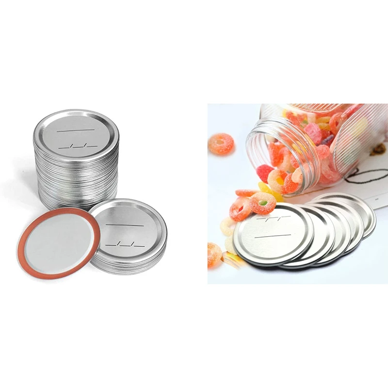 

Canning Lids Regular Mouth For Ball/Kerr Jars, Split-Type Metal Mason Jar Lids With Silicone Seals, Silver
