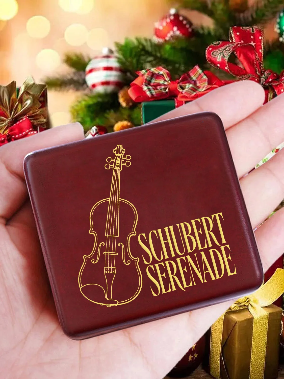 Фото Музыкальная шкатулка SOFTALK SCHUBERT SERENADE (STANDCHEN) из массива дерева, винно-красная, тематическая, для подарков на День рождения, Рождество, День святого Валентина №1