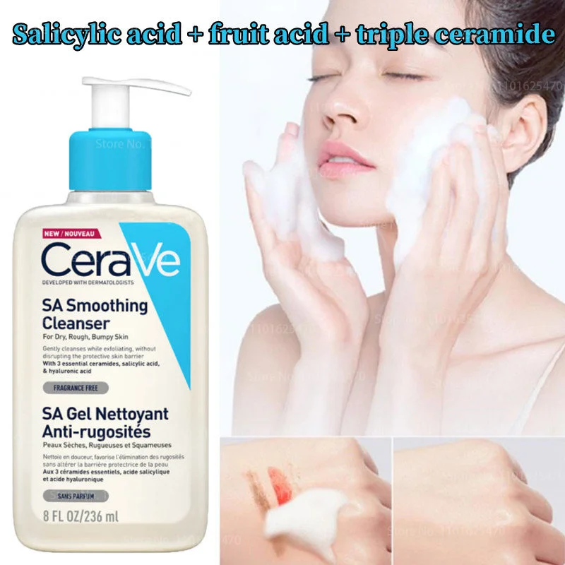 

Cerave Salicylic Acid Facial Cleanser Exfoliate Acne Treatment Moisture Oil Control Mild Improve Roughness Clean Skin Care 236ML