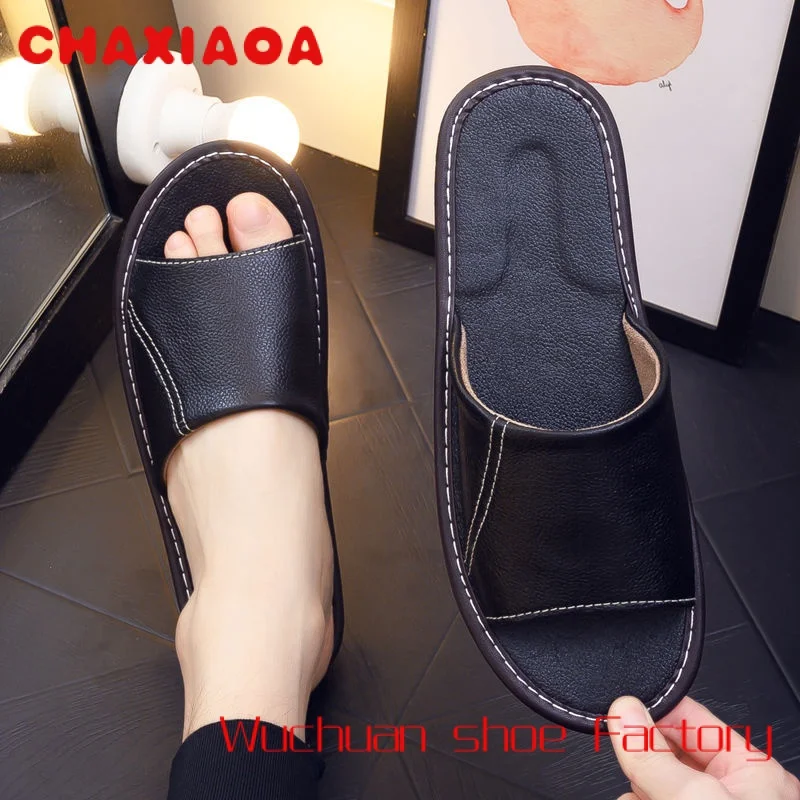 

Summer Adults Men Women House Couple Non Slip Leather Slippers