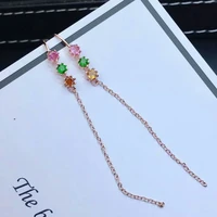 meibapj natural brazil tourmaline gemstone colorful long chain drop earrings real 925 solid silver fine charm jewelry for women