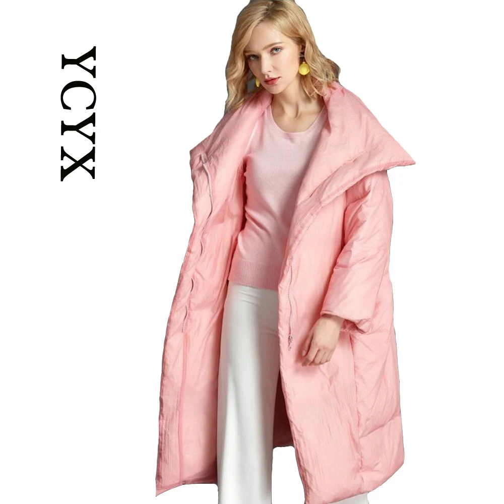 

YCYX Women Pink winter coat Down Jacket Women Long Waterproof Winter New Loose Basic Solid Thick Down Coat For Woman 7XL YCYX361