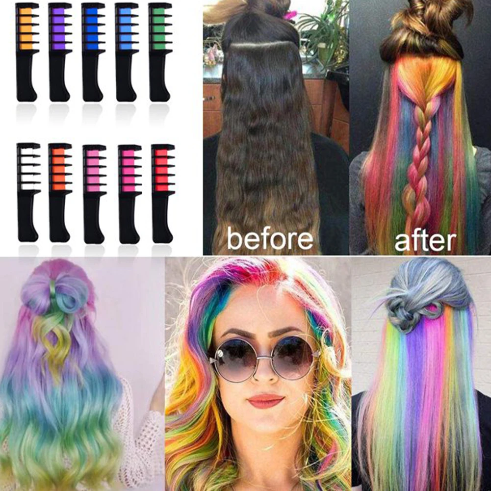 

Women Girls Hair Chalk Easter Color Dye Comb Birthday Party Salon DIY Cosplay Multi Color Non-allergenic Water-soluble For Party