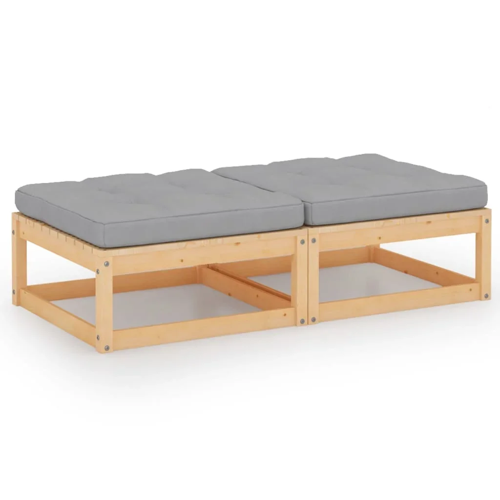 

Patio Footstools with Cushions 2 pcs Solid Pinewood