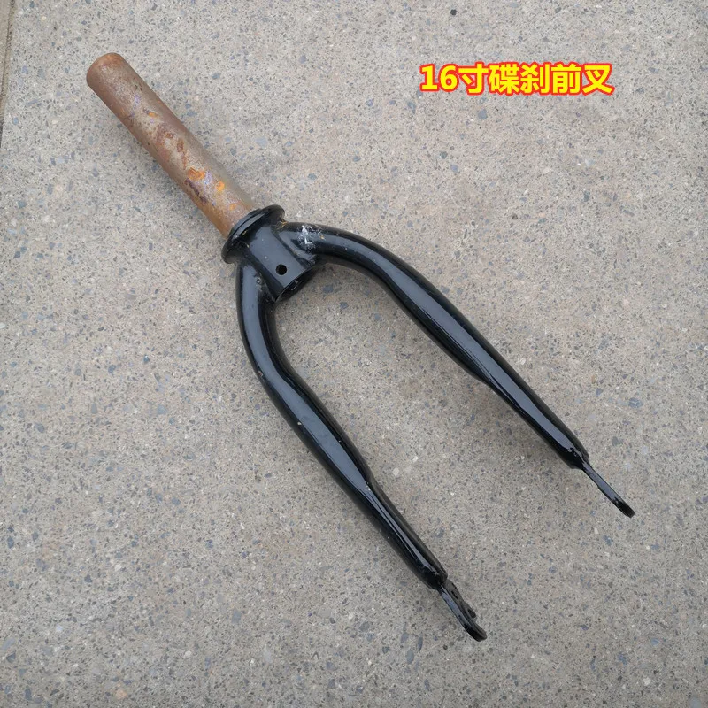 

16 Inch Bicycle Front Fork Hard Fork 28.6x142mm Toothless Disc Brake Fork Folding Bike Steel Front Fork 100mm