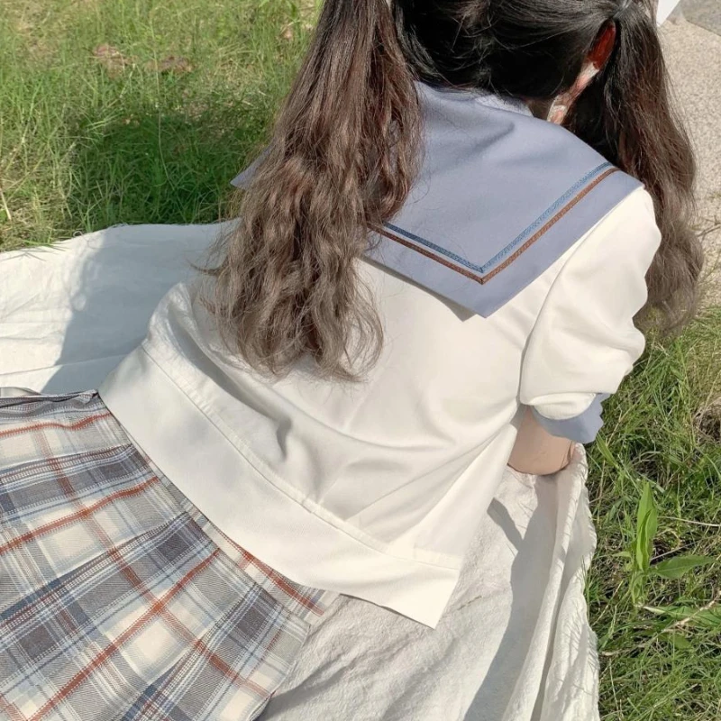 Японская форма Jk летний матросский воротник карман синие короткие рукава верх