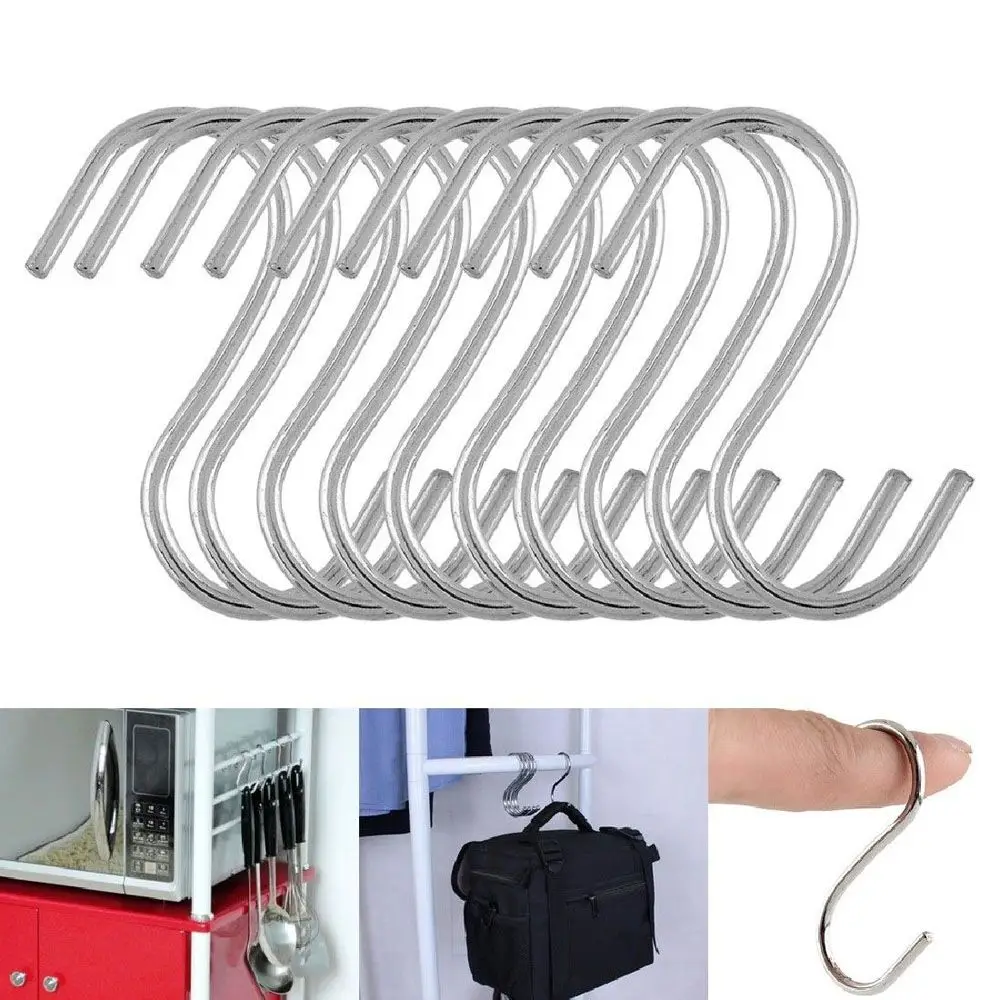 

5/10/20PCS Stainless Steel S Hooks with Sharp Tip Utensil Meat Clothes Hanger Hanging Hooks for Butcher Shop Kitchen Baking Tool
