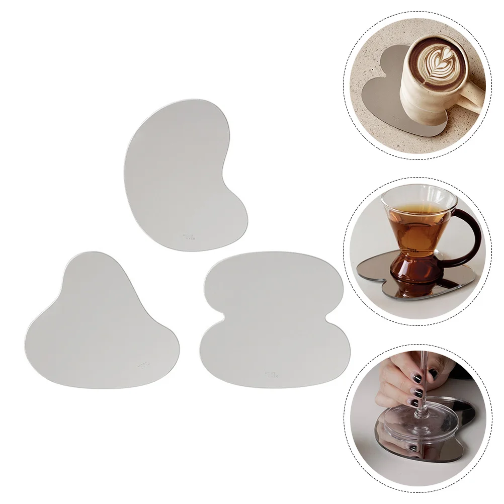 

3pcs Decorative Simple Coasters Acrylic Mirror Coasters Water Cup Thermal Mats