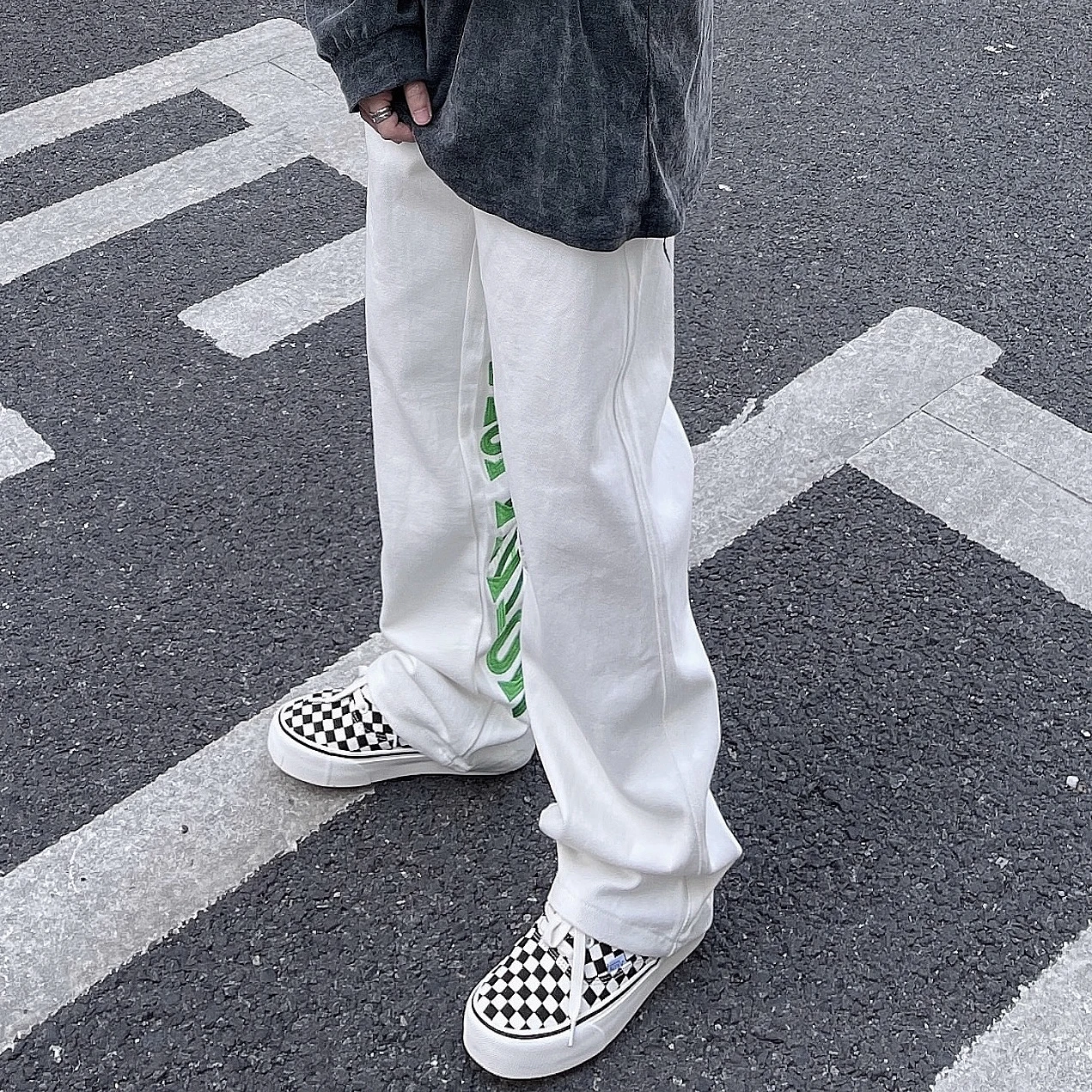 American High Street Retro Jeans White Hip-Hop Loose Wide-Leg Pants Fried Street Ruffian Handsome Long Pants Mopping The Floor