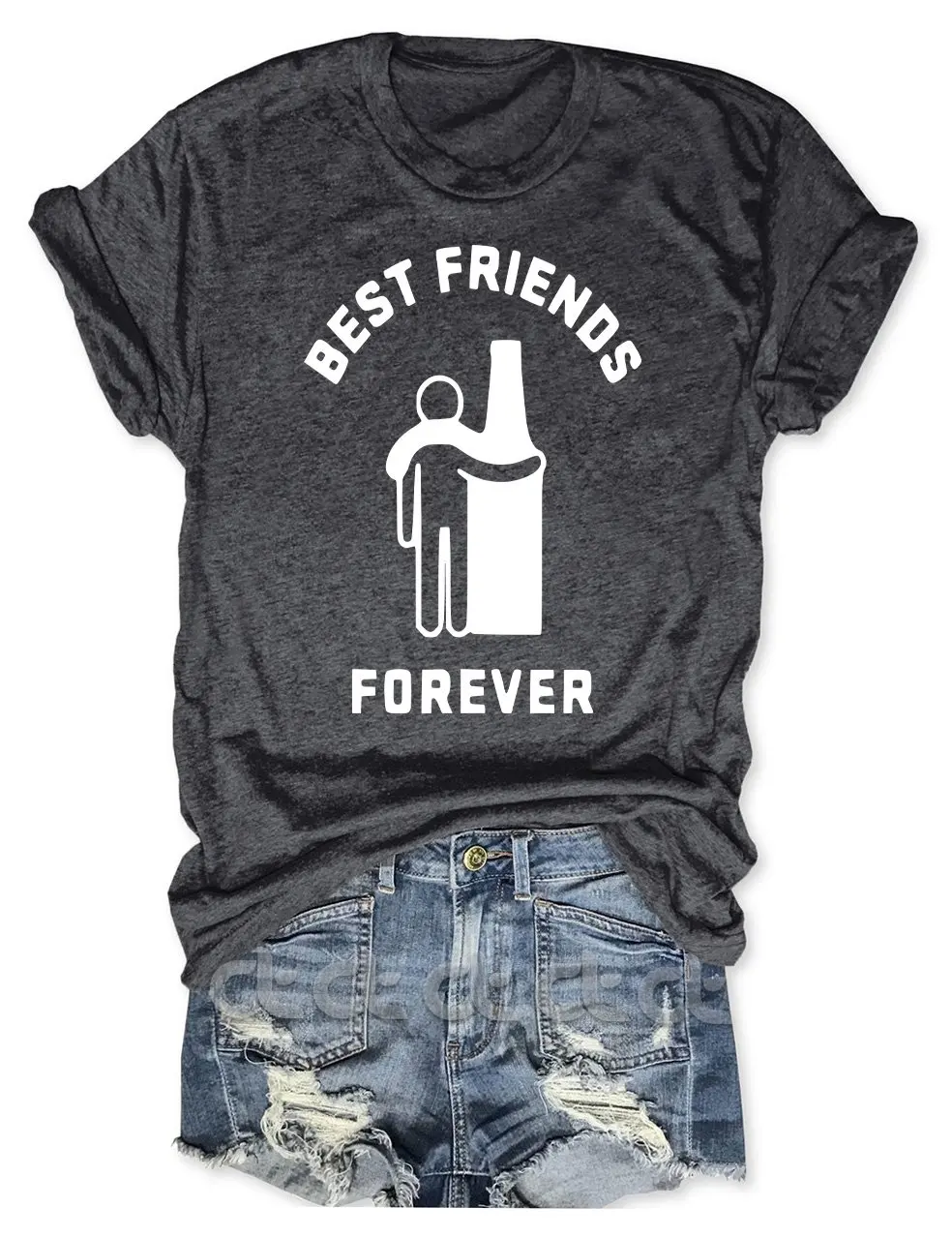 

Rheaclot Best Friends Forever Beer Women's Summer Tops Graphic T-shirt Round Neck Tee