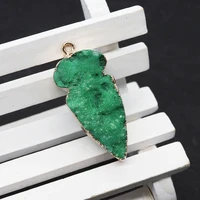 natural stone green crystal leaf pendants charms for jewelry making diy women necklace earrings charms arrow shape accessories