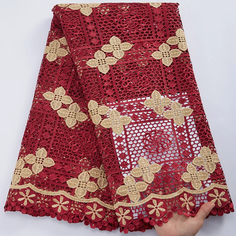 

Нигерийская африканская кружевная ткань 2022 высокого качества 5 ярдов французское кружево с камнями сетчатый материал для свадебного платья 2913A