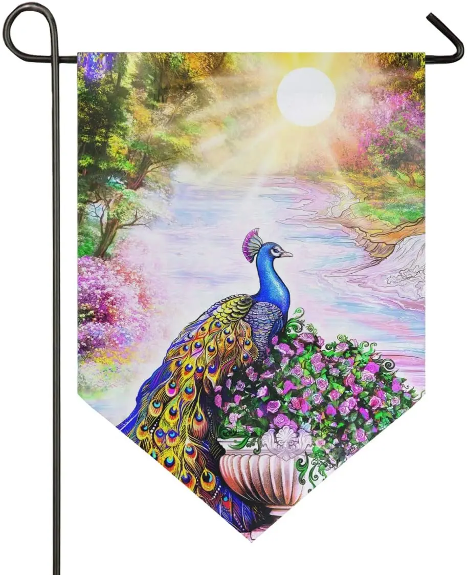 

Peacock Garden Flag Double Sided Welcome Outdoor Flag House Yard Flags Garden Decor for Outside Banner for Outside House Yard Ho