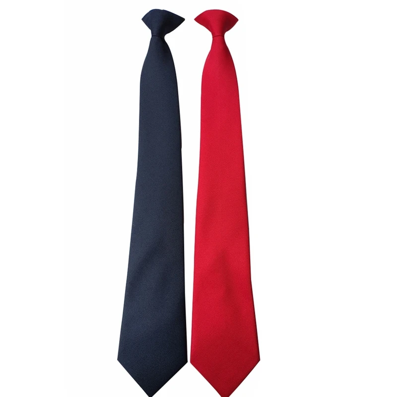 

F42F Мужчины Женщины Студент Простой зажим на галстуке Униформа Обычный сплошной цвет Предварительно завязанный галстук для для