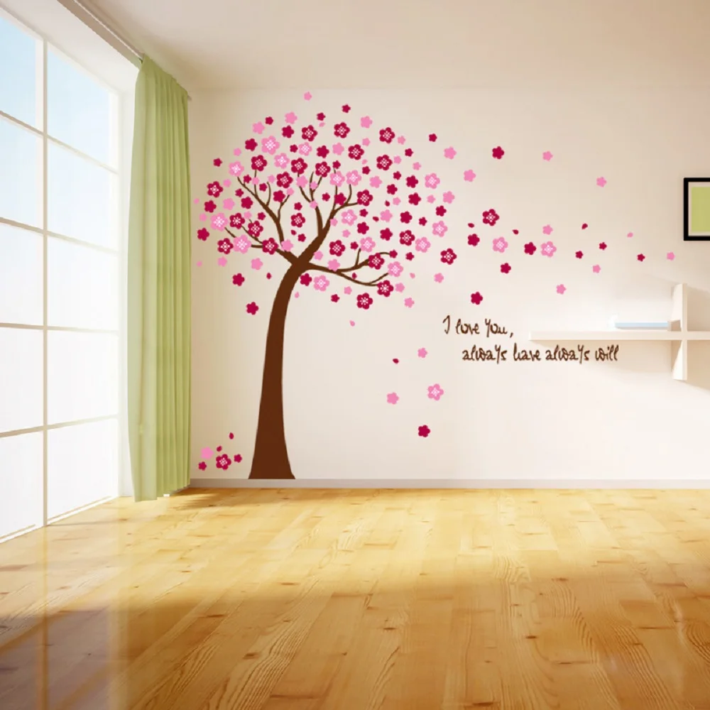 

Home Decoration Sticker Poster House Sticker Removable Pink Flower Vinyl Peach Tree Wall Sticker Living Room Bedroom Wall Sticke