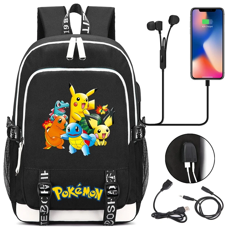 

Anime Pikachu Backpack Cartoon Pokemon Teen Boys Back To School Backpack Student Schoolbag Men Leisure Usb Travel Bags Mochilas