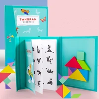 tangram puzzle book children early educational toys montessori learning intelligence wooden jigsaw portable kids gifts toys