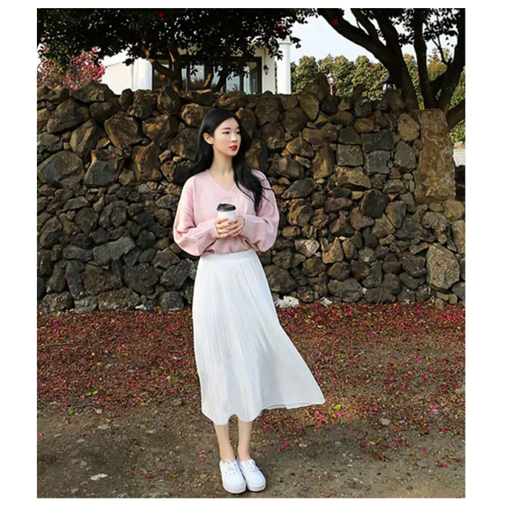 Женская юбка с надписью a новая коллекция 2021 тонкая белая шифоновая высокой