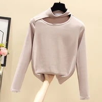 spring new fashion women t shirts o neck hollow out casual tshirt tees femme solid basic loose all match t shirt tops female