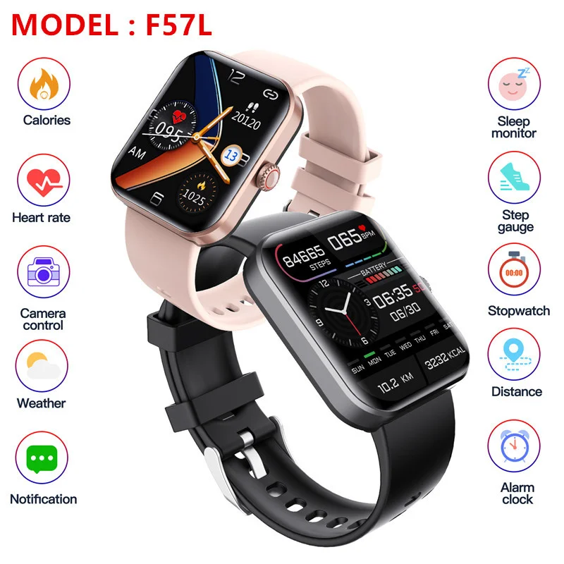 

2023 Smart Watch F57L Blood Glucose Blood Pressure 24 Hour Heart Rate Temperature Monitoring Sport Monitoring 1.91 Inch Screen