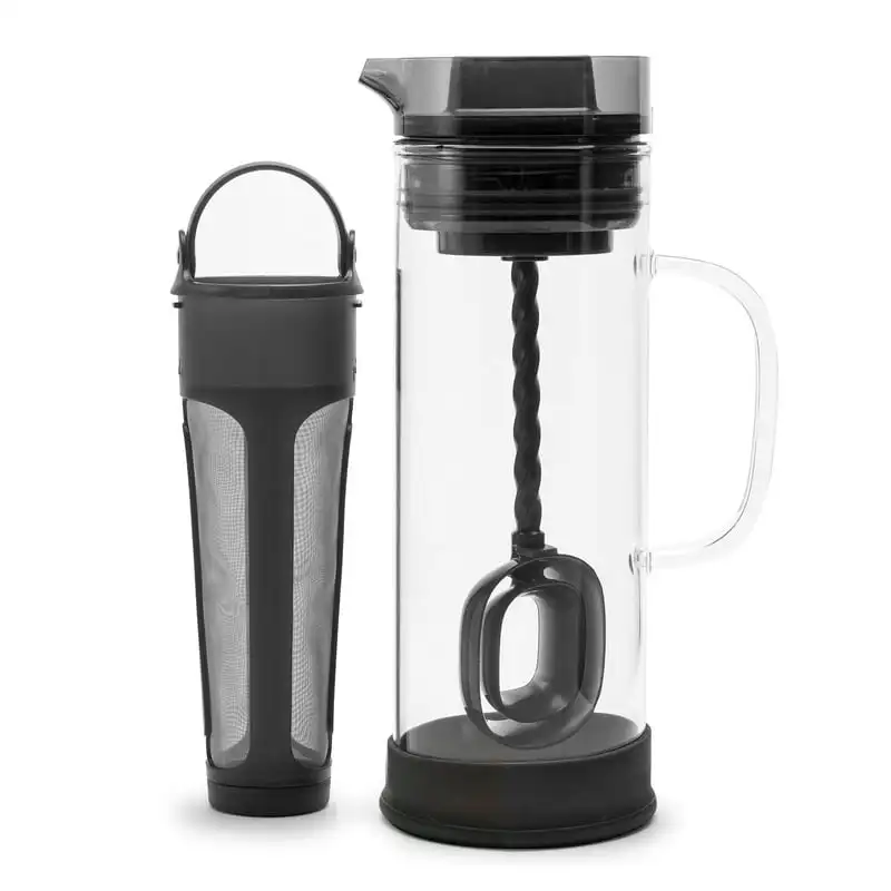 

Brew 1.6 Qt. Temperature Safe Borosilicate Glass Carafe Coffee Maker with Brew Core and Flavor Mixer - Smokey Gray