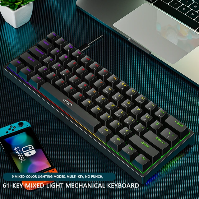 K620 Mini Gaming Mechanical Keyboard 61 Keys RGB Hotswap Type-C Wired Gaming Keyboard PBT Keycaps 60% Ergonomics Keyboards 2