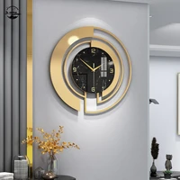 Round Wall Clock 45cm Glass Mirror Luxury Wall Clock Modern Design Metal Art Silent Clocks Hanging Watch Living Room Home Decor