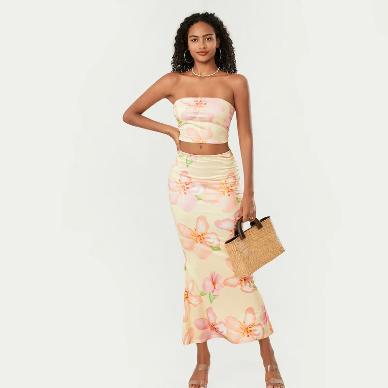 WPNAKS Женские сексуальные комплекты из 2 предметов с юбкой летняя одежда Цветочные