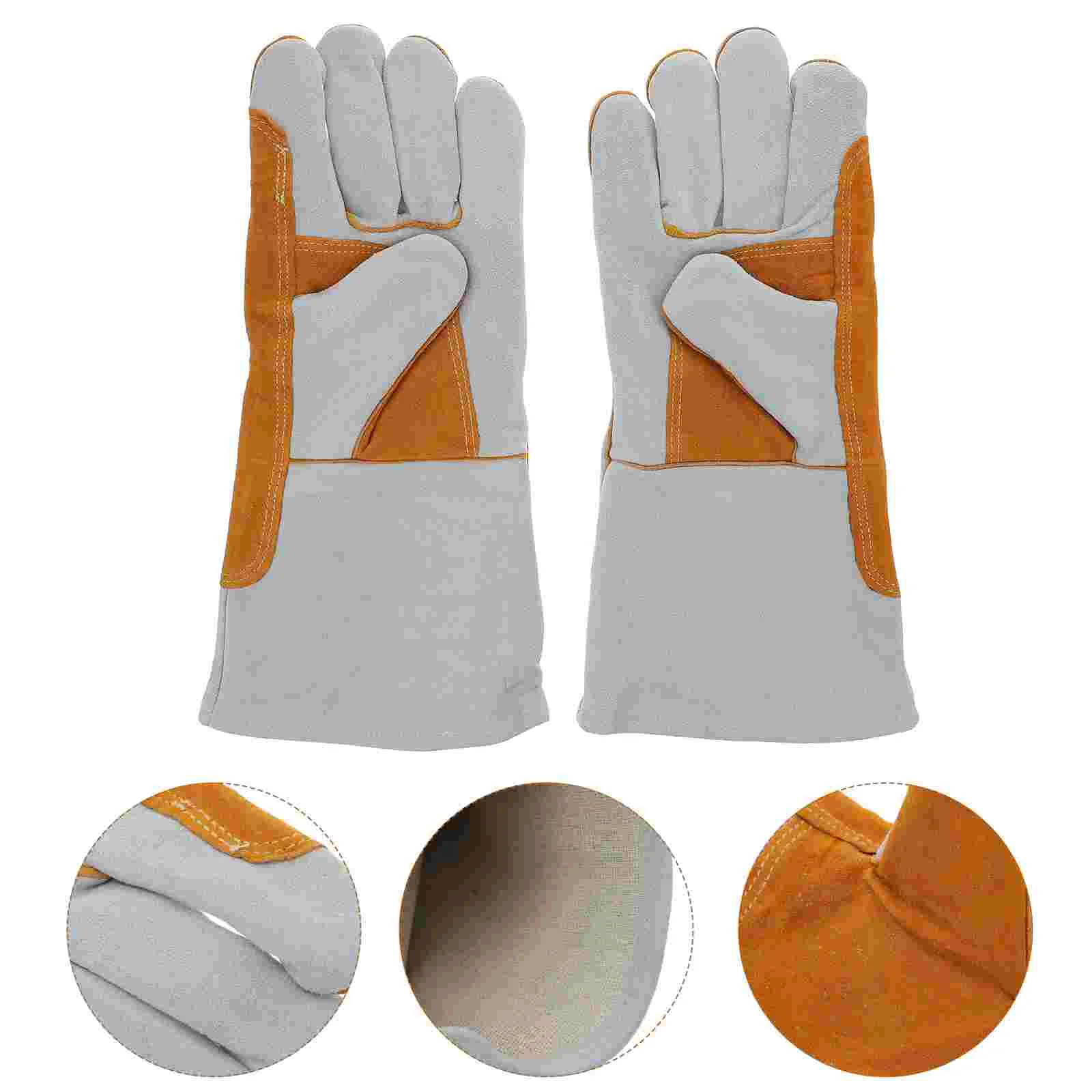 

1 Pair Professional Mig Welding Gloves Cowhide Gloves Heat Resistance Gloves Work for men Firefighters accessories