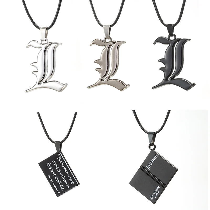 Hot Anime Death Note Necklace Rope Leather Choker Fashion Black Note Book Model Pendant Necklace For Women And Men Accessory