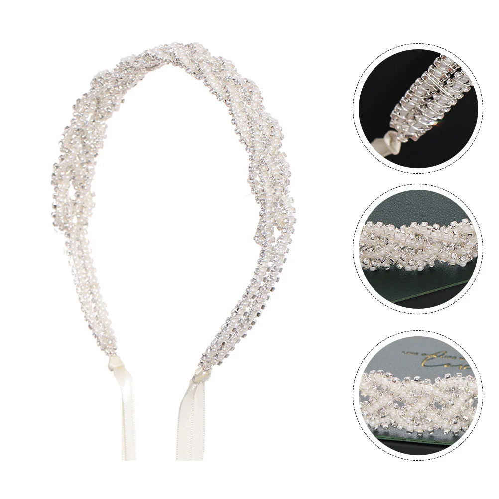 

Hair Wedding Headband Head Pearl Hoop Headpiece Vine Beaded Rhinestone Bride Bead Band Chain Tassel Hairband Diamond Party