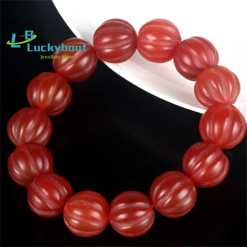 

Natural beads ruby bracelets handmade flower red jade bracelet Agate Genuine Men and Women Bracelets 18mm