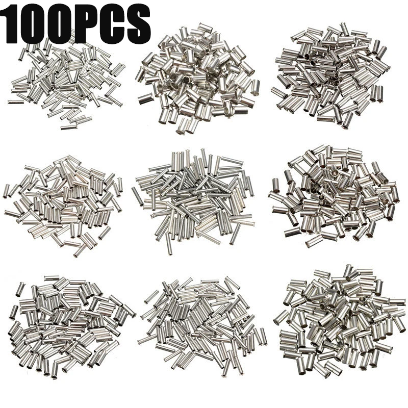 

100Pcs/set 0.5mm2-6.0mm2 Tin-coated Copper Uninsulated Terminal Bootlace Ferrules Cord End Electrical Cable Crimp Terminals