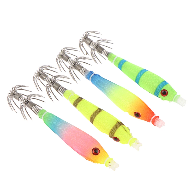 

1pc 7cm/4g Luminous UV Blowing Tube Octopus Jig Hook Wood Shrimp Bait Bazooka Squid Hook Cloth Roll Sea Fishing Explosion Hook