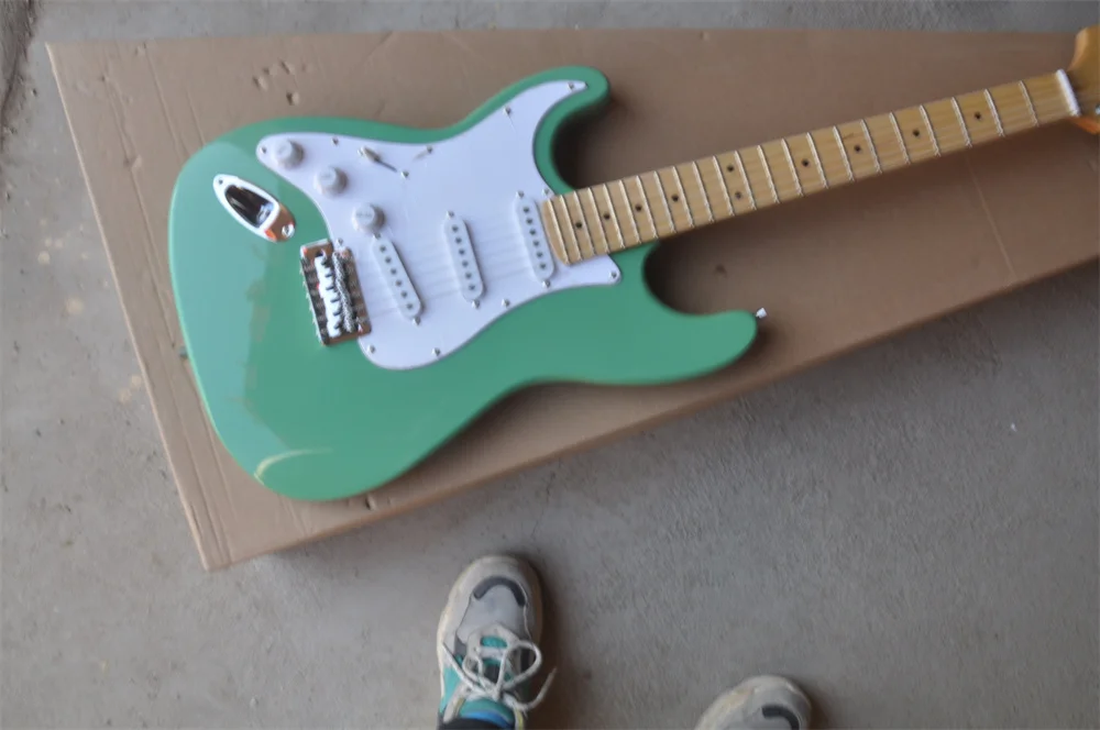 China guitar factory custom New blue-green body left hand ST electric guitar real photos in stock 202232