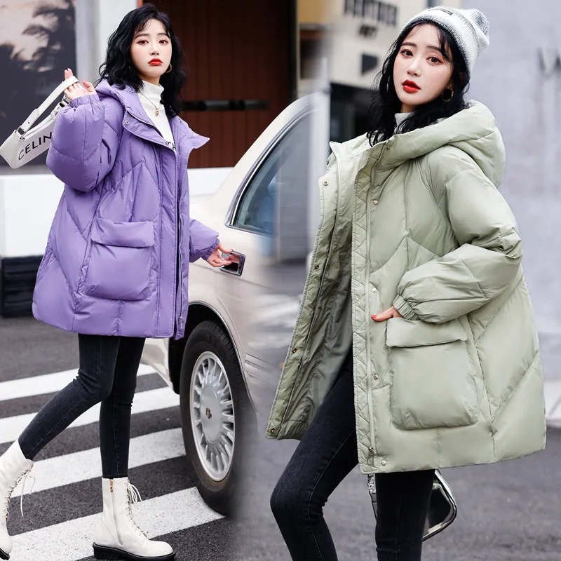 2022 Autumn and Winter Hooded Down Jacket Women's Long Fashion Casual Jacket